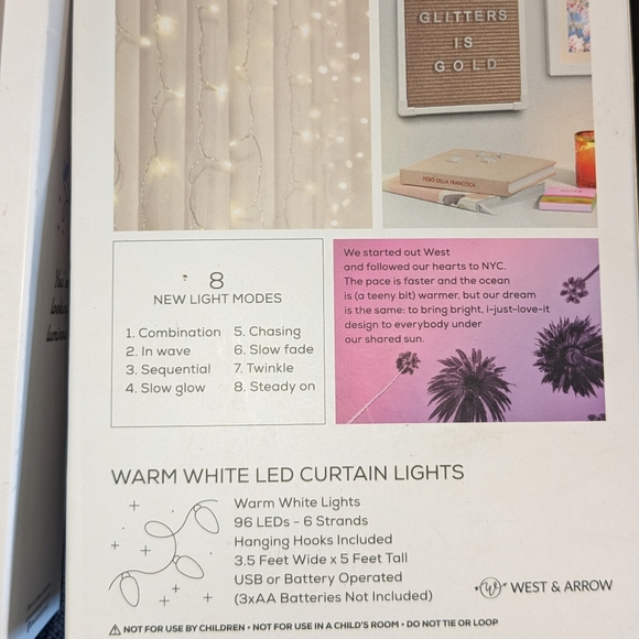 LED Curtain String COOL White Light  - Picture 5 of 16